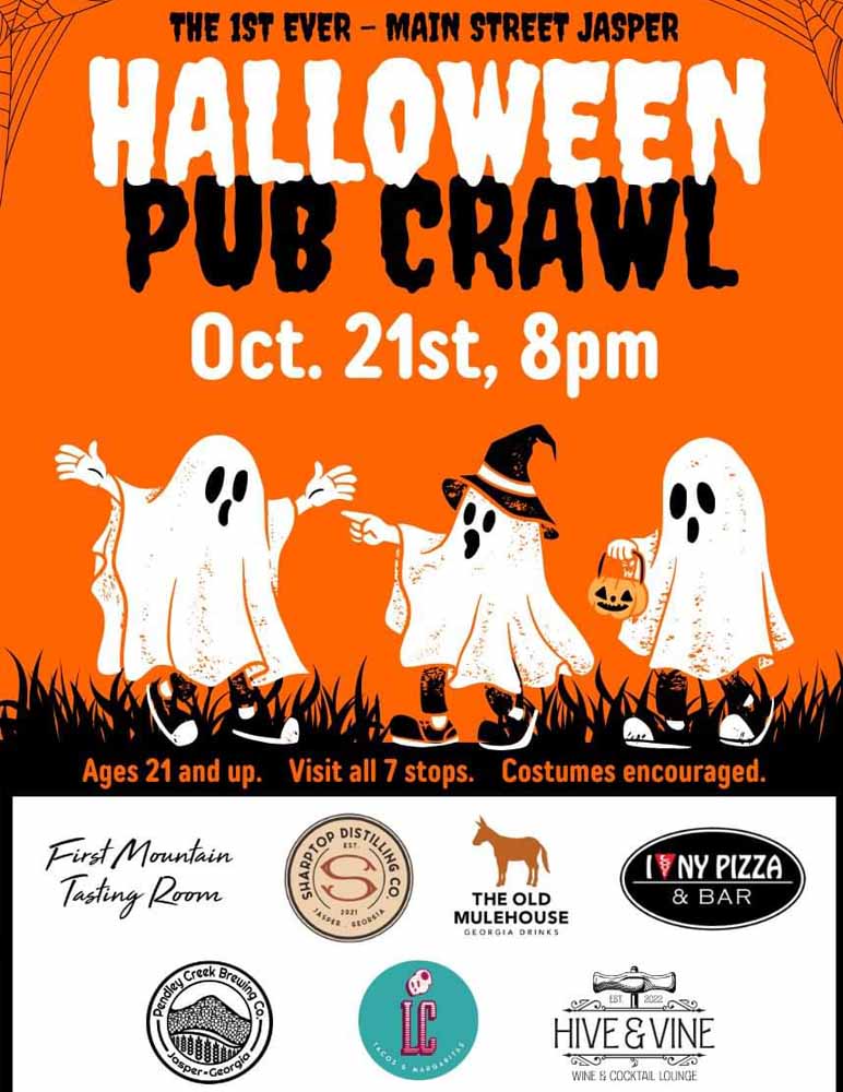 Halloween Pub Crawl on October 21, 2023 0800 PM Pickens County