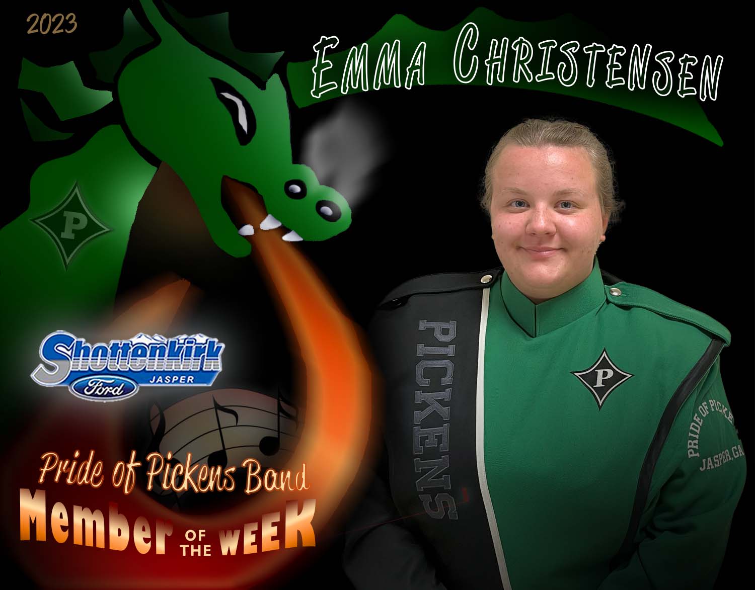 PHS Pride of Pickens Band Student of the Week #1 - Emma Christensen