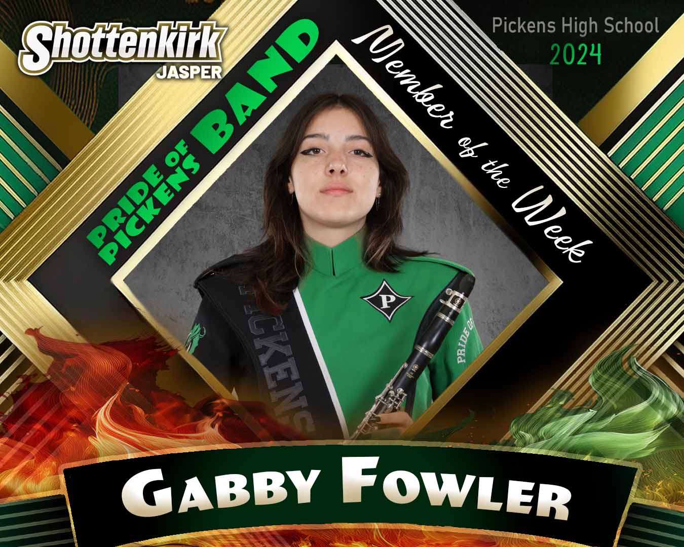 PHS Pride of Pickens Band Member of the Week #6 - Gabby Fowler