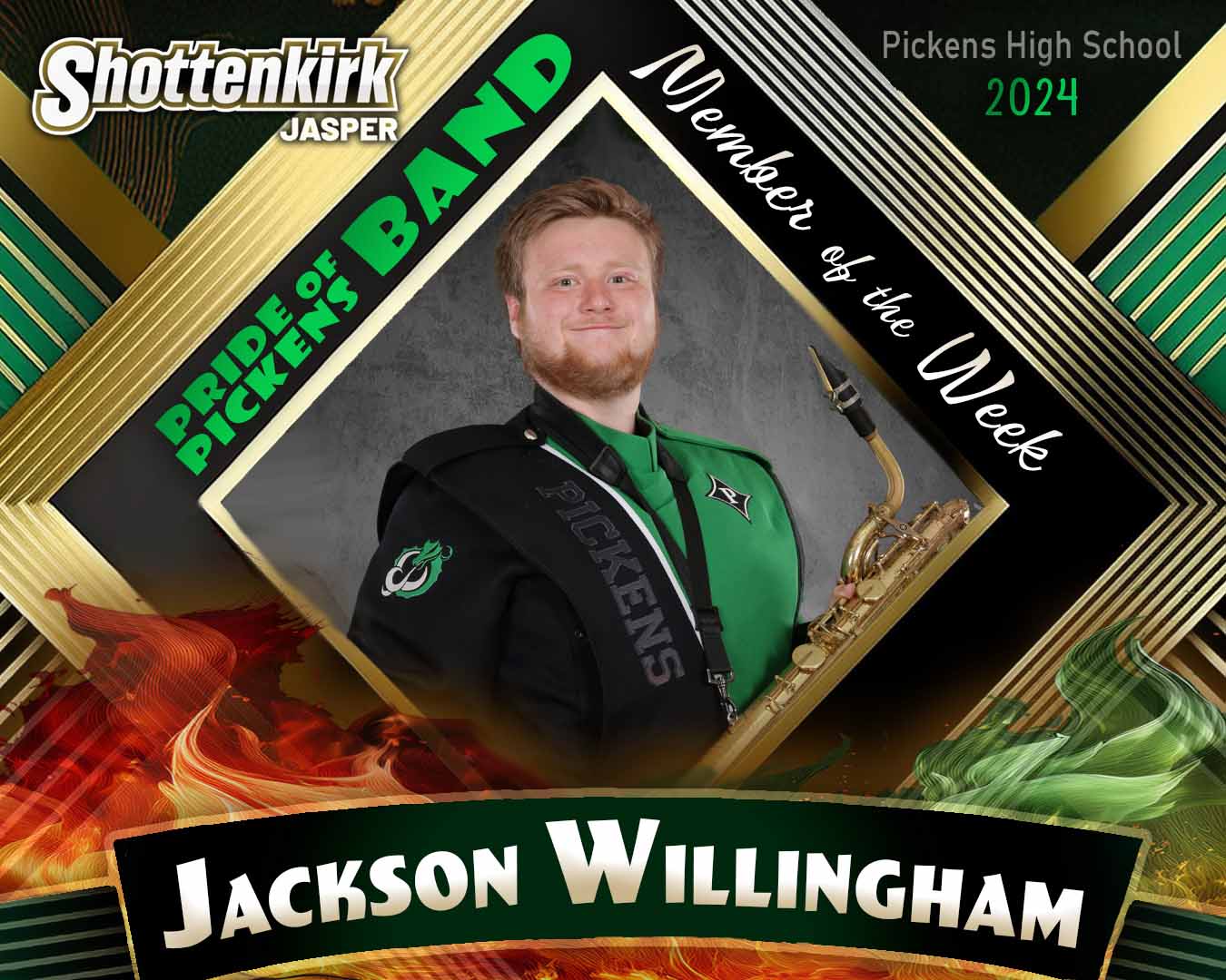 PHS Pride of Pickens Band Member of the Week #7 - Jackson Willingham