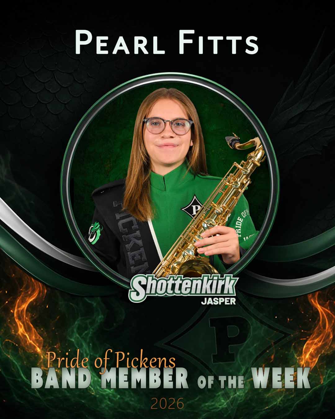PHS Pride of Pickens Band Member of the Week #1 - Pearl Fitts