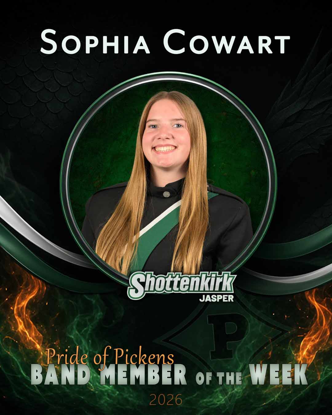PHS Pride of Pickens Band Member of the Week #3 - Sophia Cowart