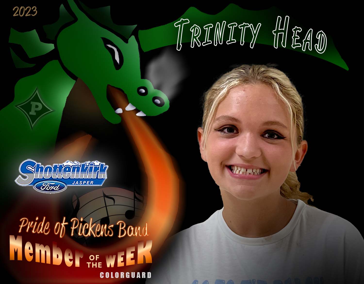 PHS Pride of Pickens Band Student of the Week #5 - Trinity Head