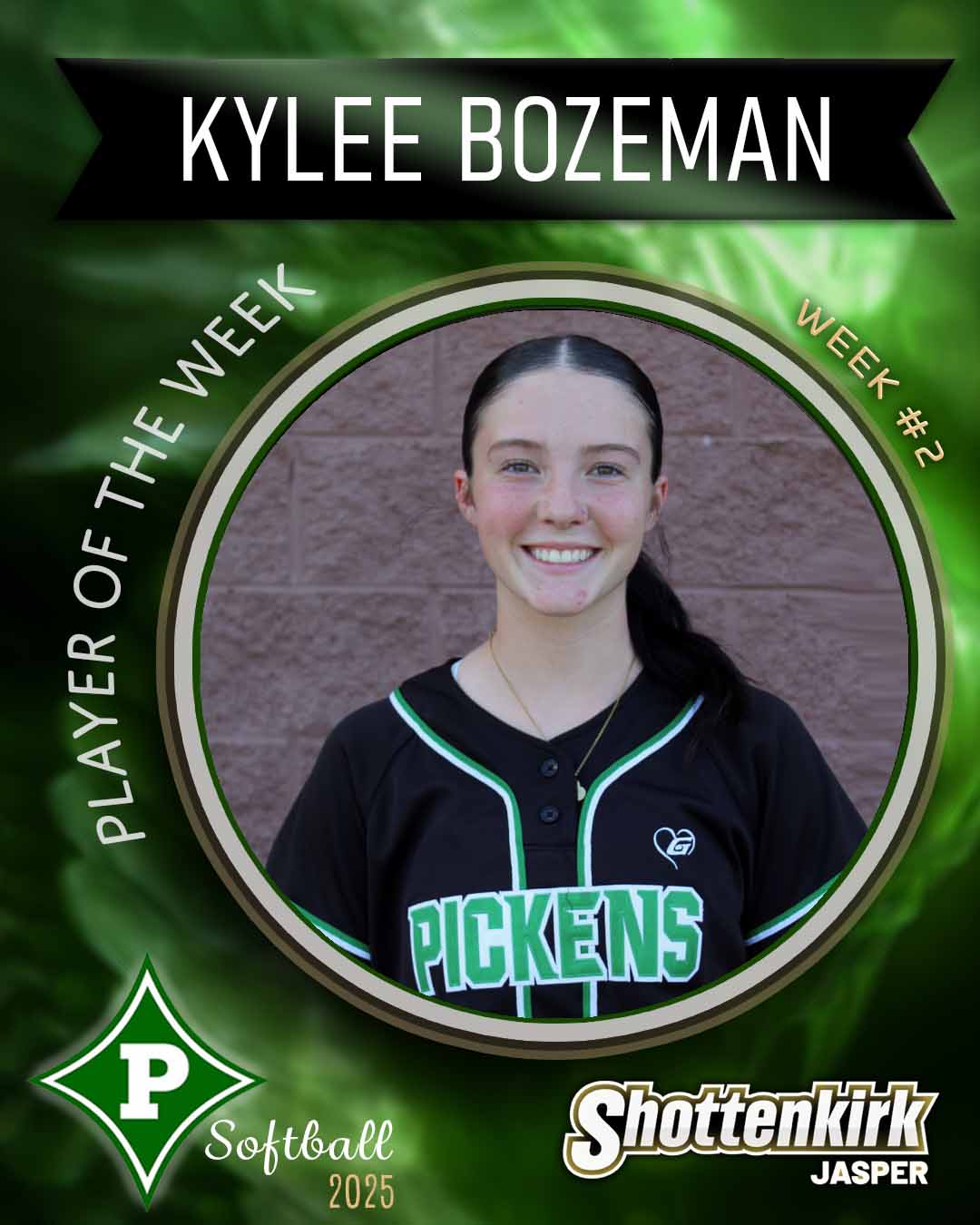 Kylee Bozeman PHS Softball Player of the Week #2