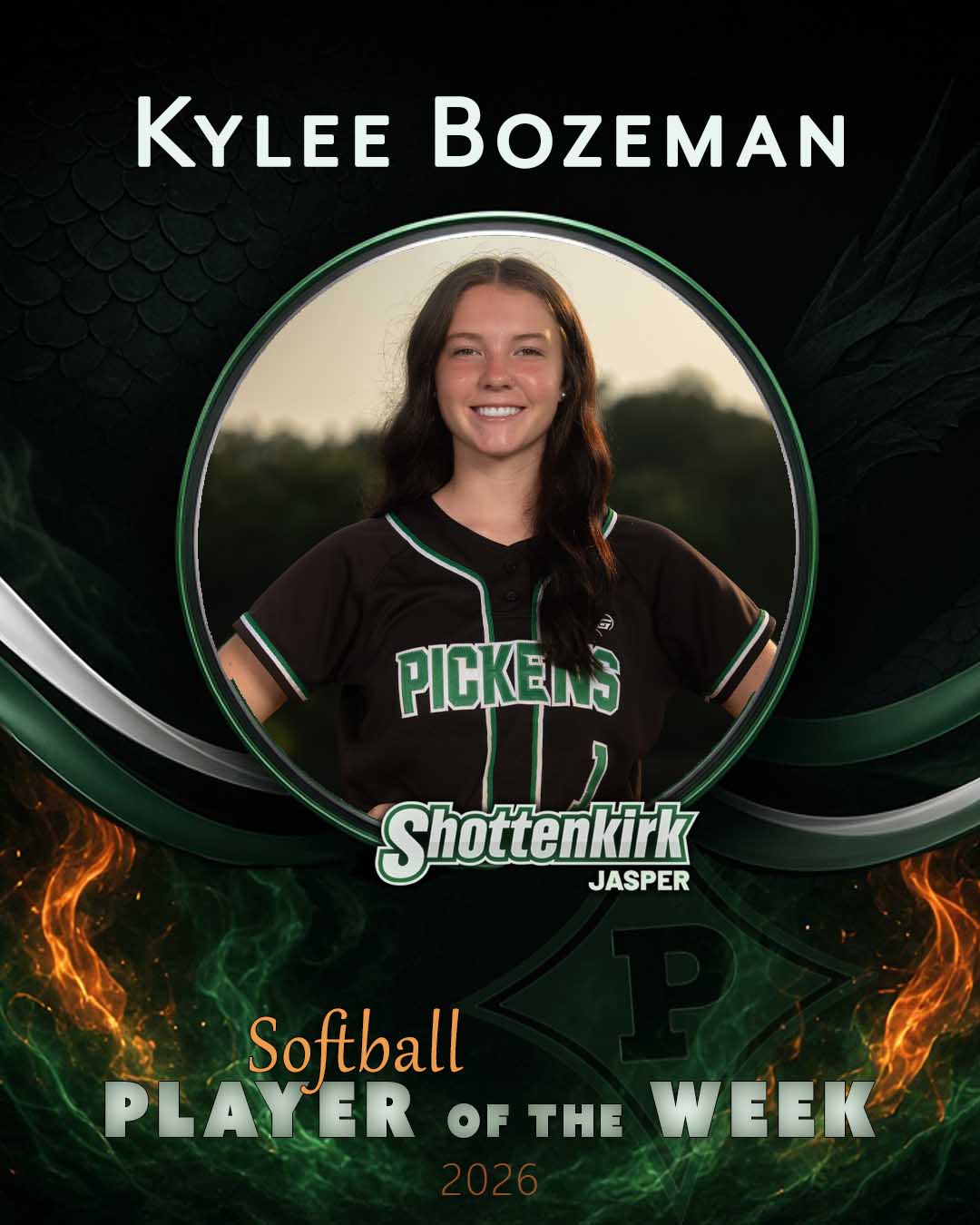 PHS Softball Player of the Week #2 - Kylee Bozeman