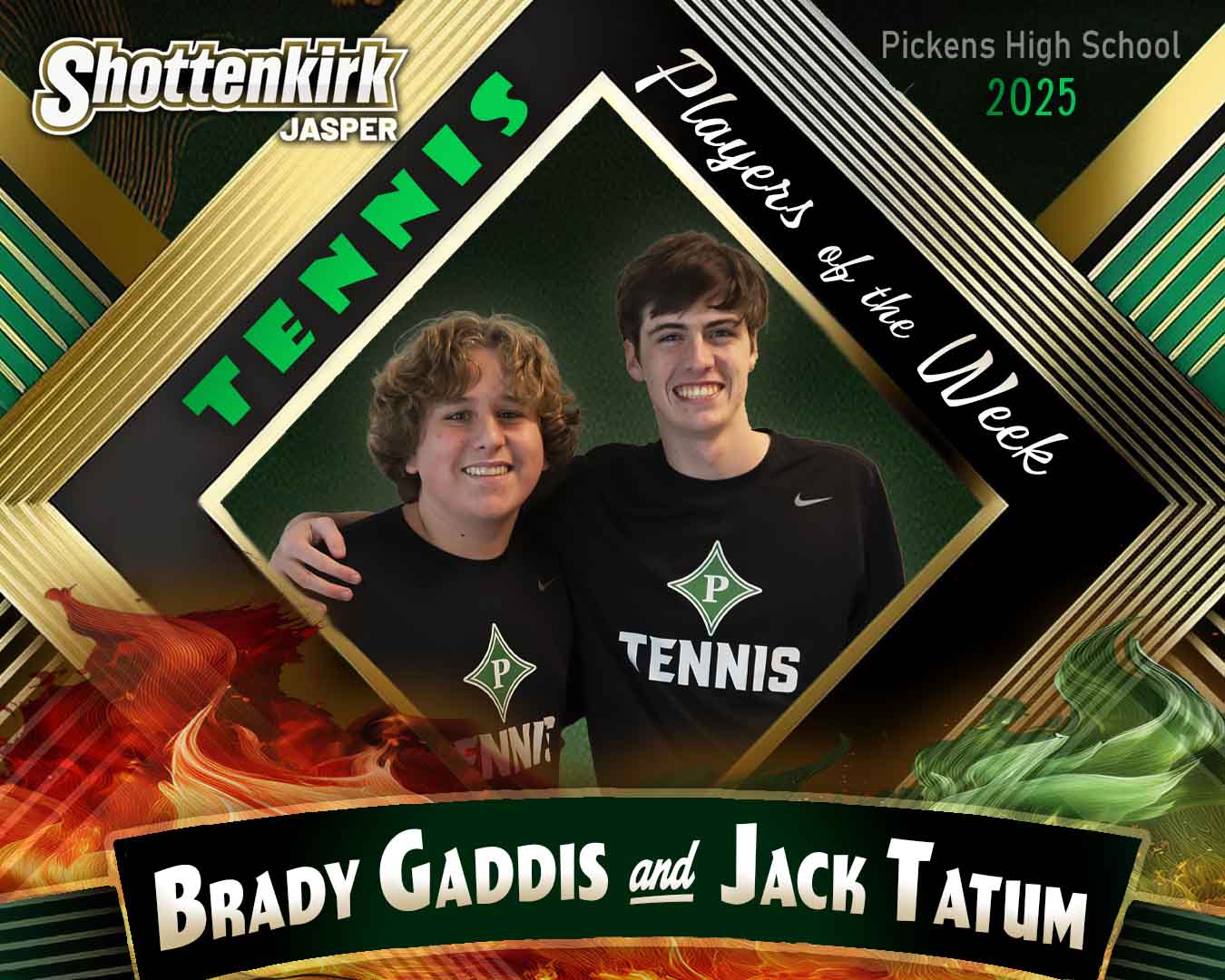 PHS Tennis Boys Players of the Week #1 - Brady Gaddis and Jack Tatum