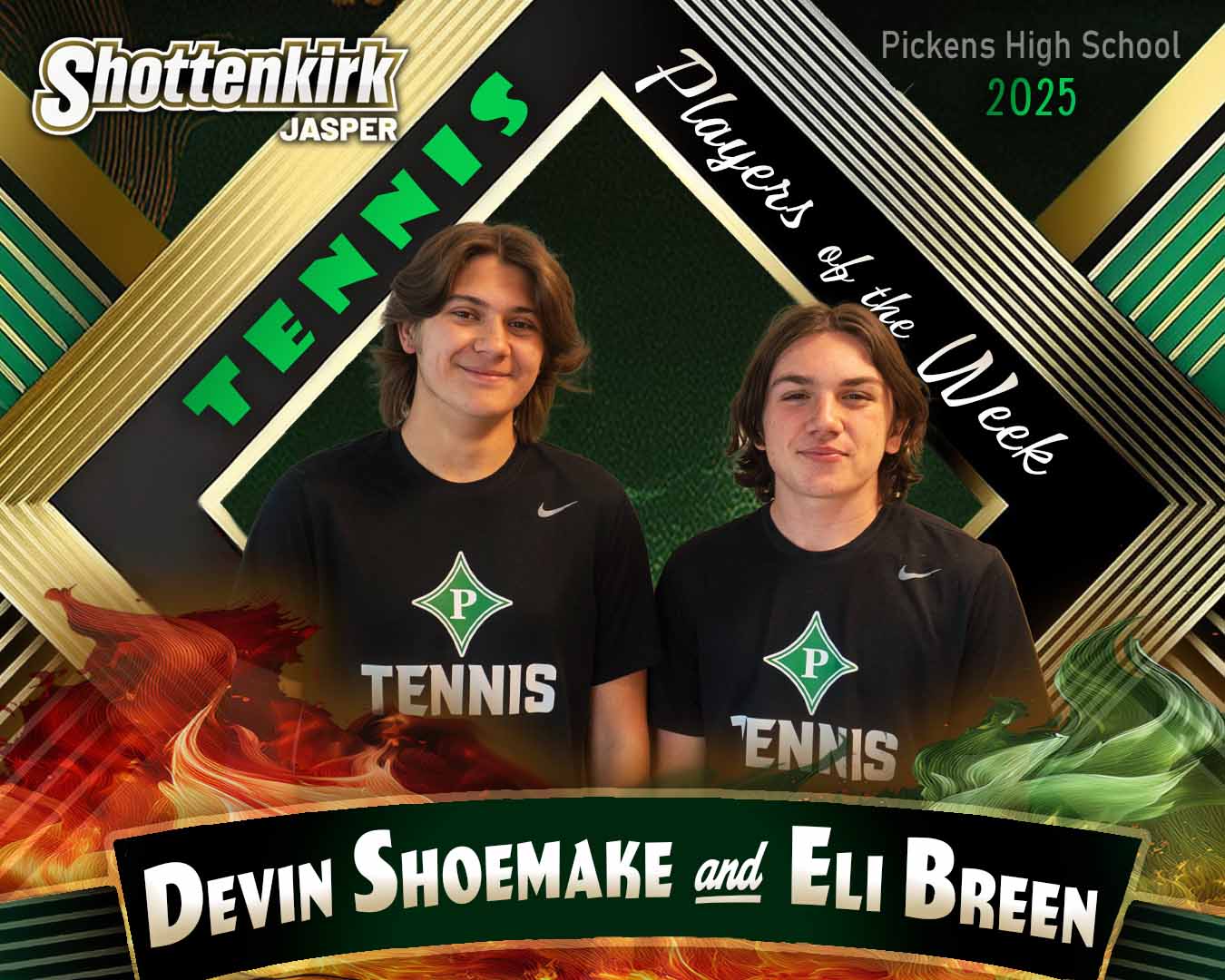 PHS Tennis Boys Players of the Week #2 - Devin Shoemake and Eli Breen