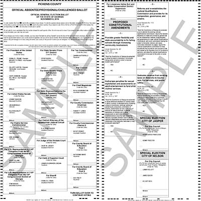Sample Ballot for the November 8th General Election