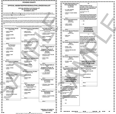 Pickens County Sample Ballots for November 4, 2014 General Election