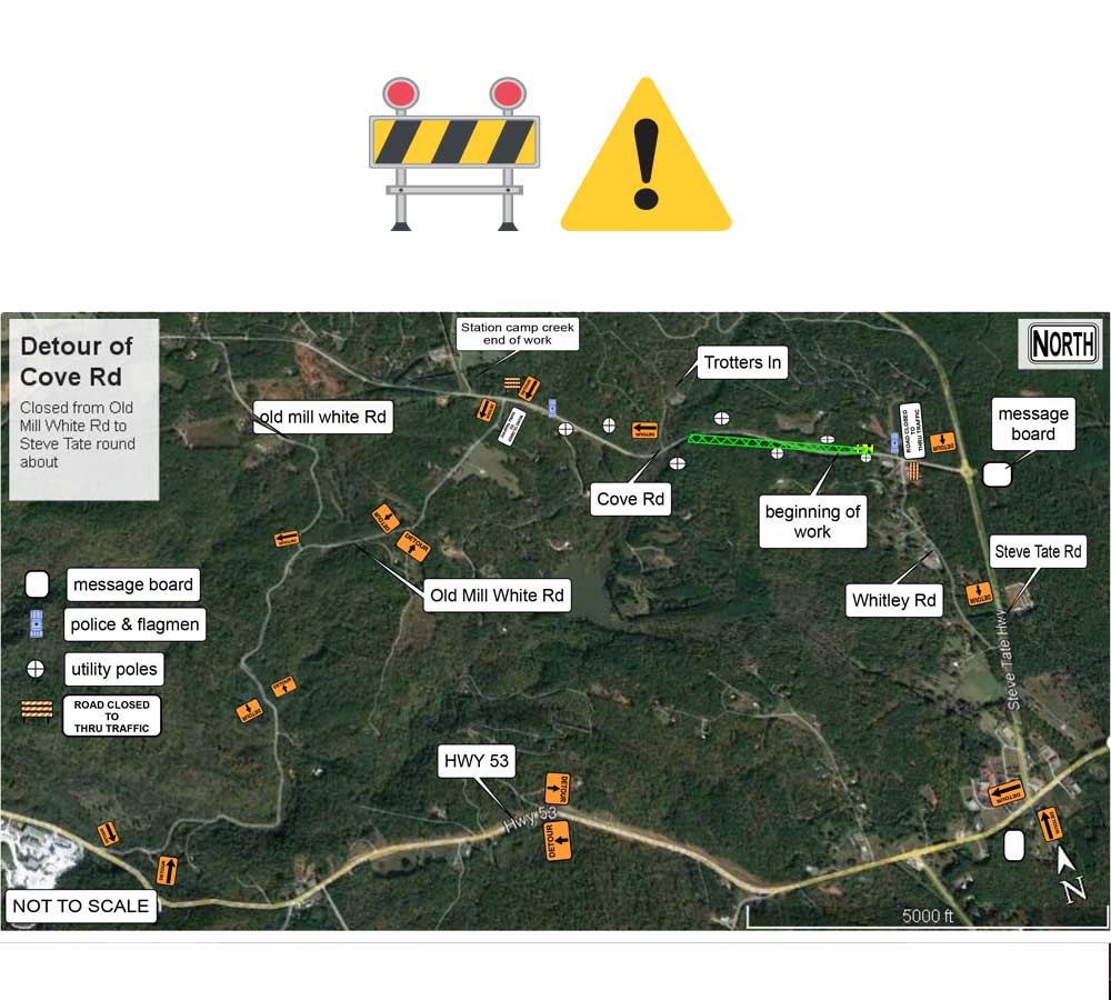 Portion Of Cove Road Closed Daily Feb. 28 - March 7