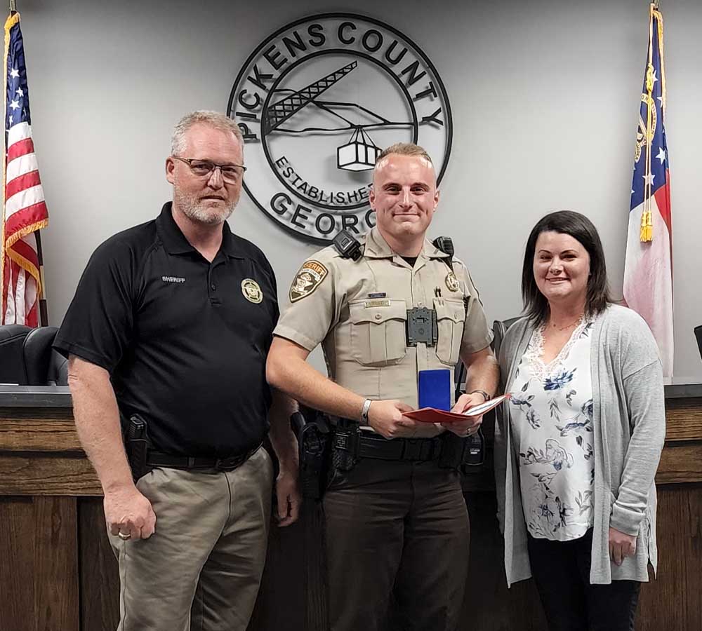 Deputy Dalton Gasaway awarded the Lifesaving Award for his quick actions on April 25th.